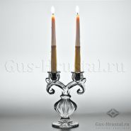 Хрустальный подсвечник-канделябр для двух свечей