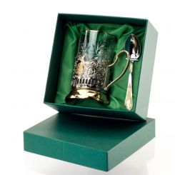 Подарочный набор Чайный с позолотой (подстаканник на выбор) 103435 Кольчугинский завод цветных металлов