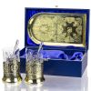 Подарочный набор Чайная пара в жестком футляре (латунные подстаканники на выбор) 130018 Кольчугинский завод цветных металлов