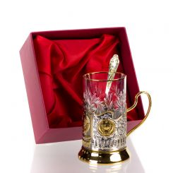 Подарочный набор Чайный с позолотой (подстаканник на выбор) 103436 Кольчугинский завод цветных металлов
