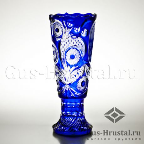 Хрустальная ваза с художественным травлением "Казак" (цветной хрусталь) 100916 Гусевской Хрустальный завод