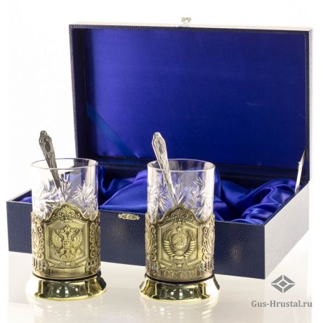 Подарочный набор Чайная пара в жестком футляре (латунные подстаканники на выбор) 130005 Кольчугинский завод цветных металлов